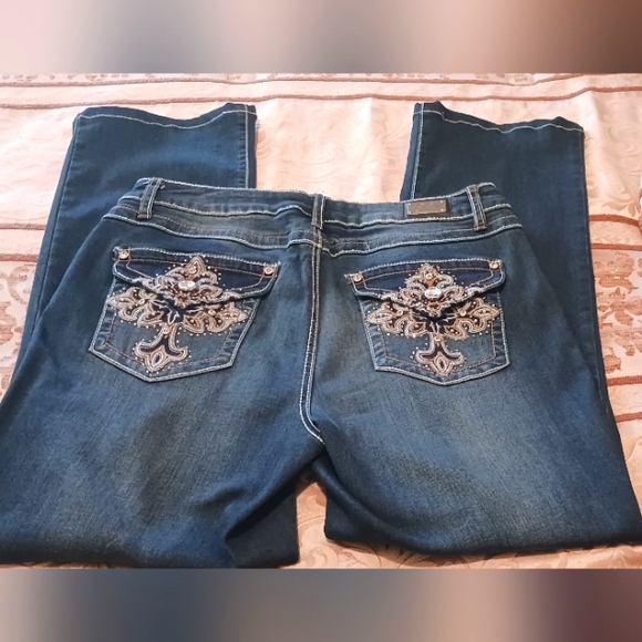 Earl Jeans Denim - Earl Jeans Slim Boot Cut Blue with Embellished Pockets sz 12